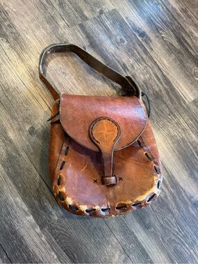 Vintage Leather Saddle Bag Purse Brown Distressed Hippie BOHO Vibes